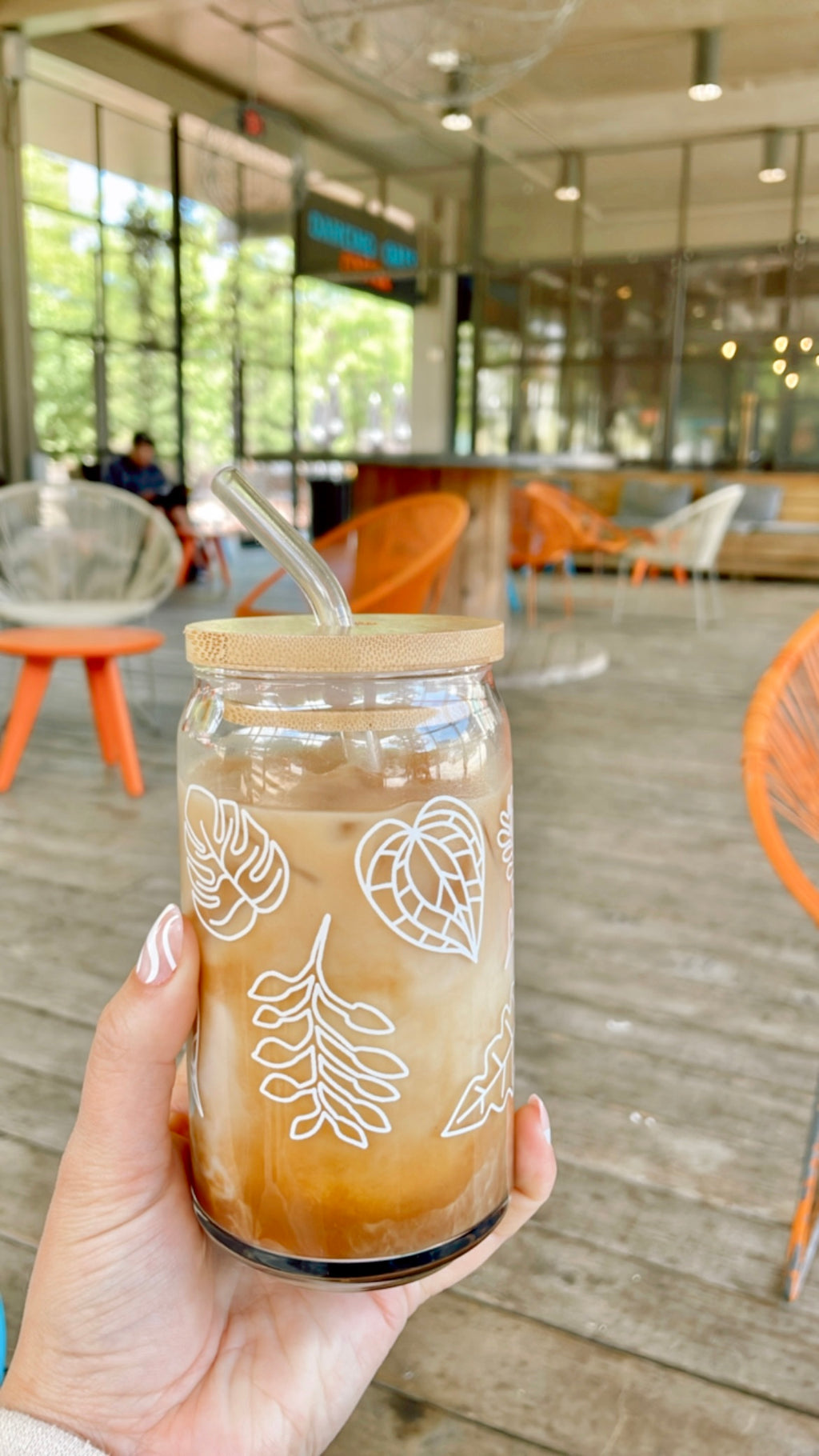 16 oz. "Plant" Beer Glasses with glass straw and lid