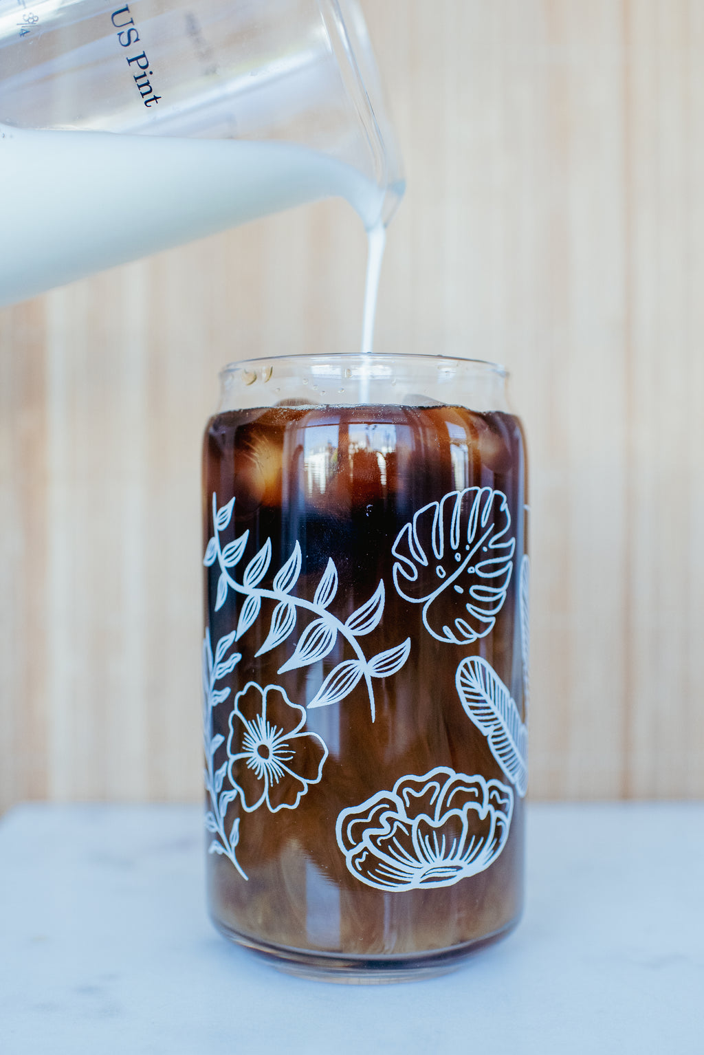 16oz. "Flower Design" Beer Can Glass Set
