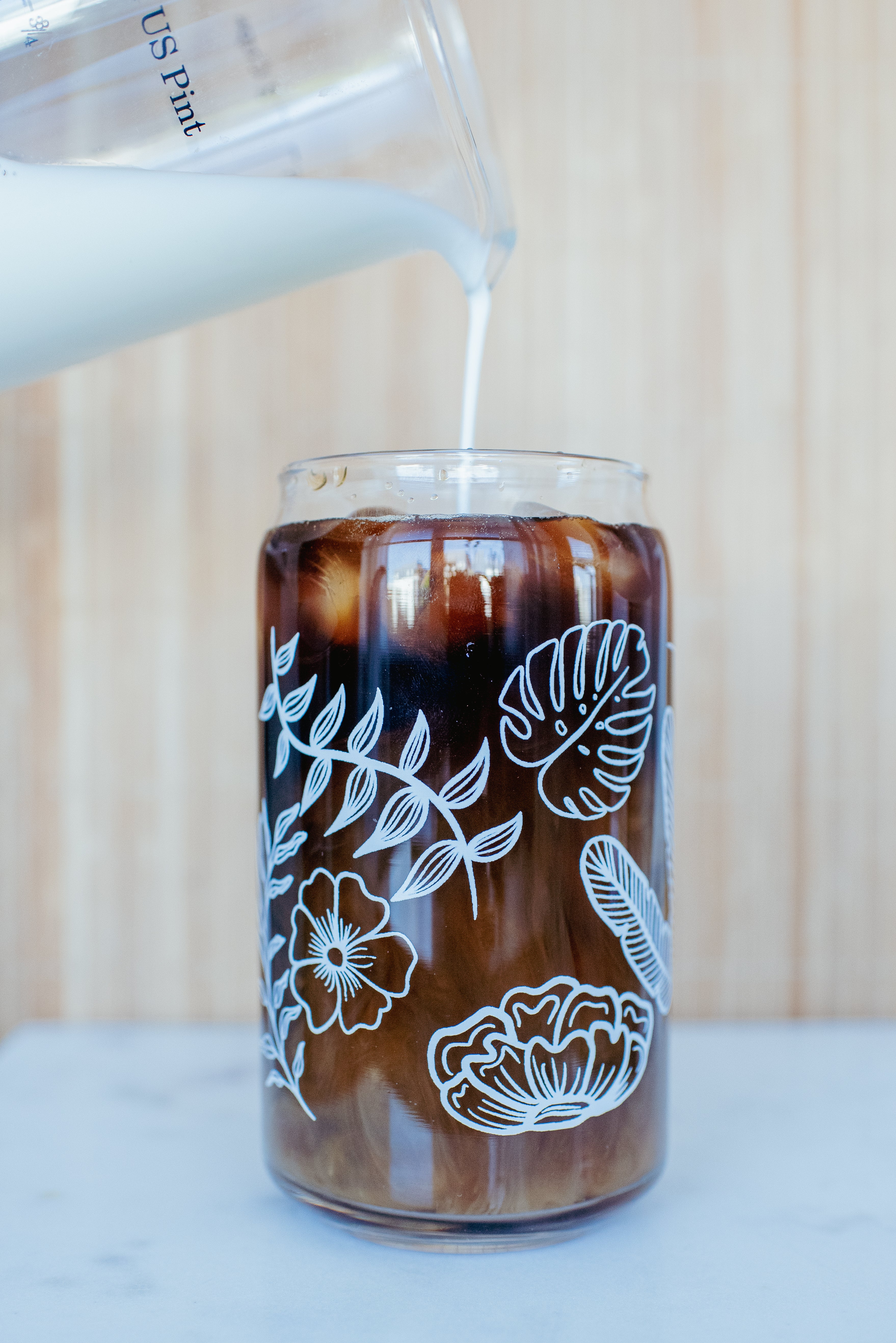 16oz. "Flower Design" Beer Can Glass Set