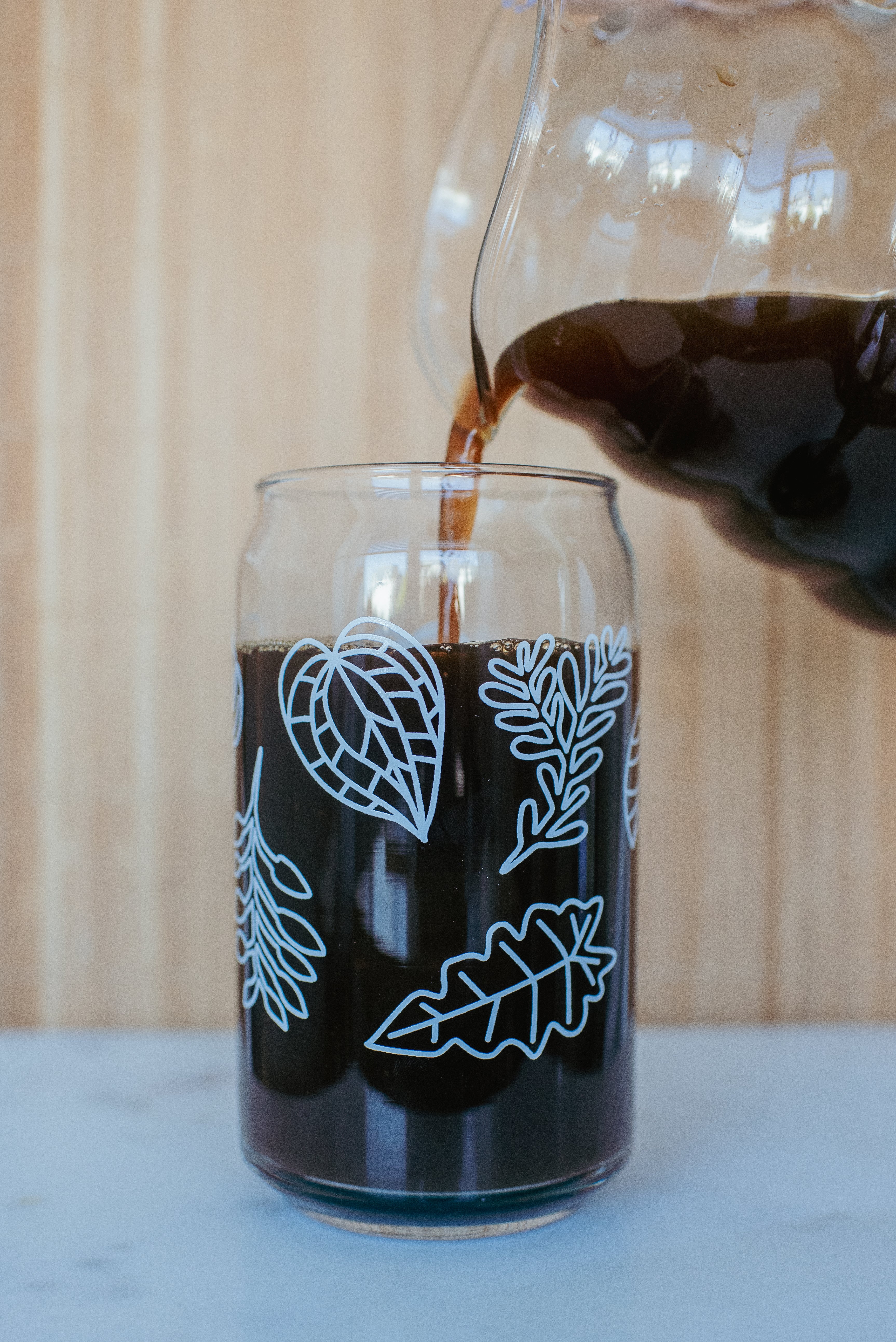 16 oz. "Plant" Beer Glasses with glass straw and lid