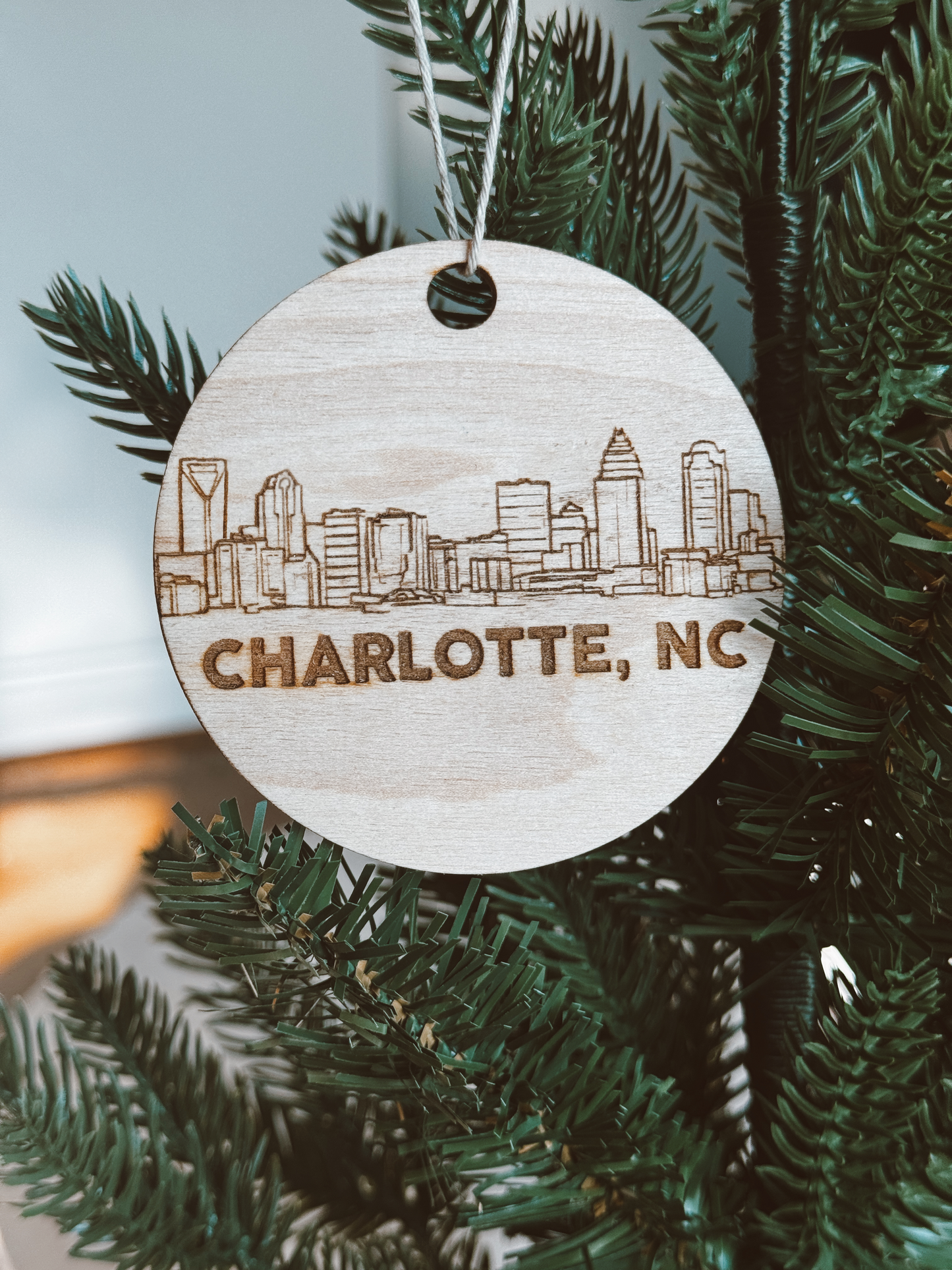 Charlotte Laser Engraved Wooden Ornament