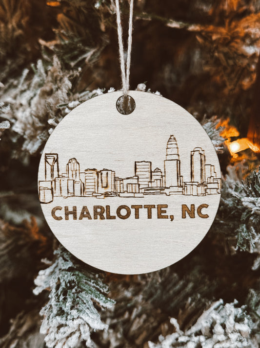 Charlotte Laser Engraved Wooden Ornament