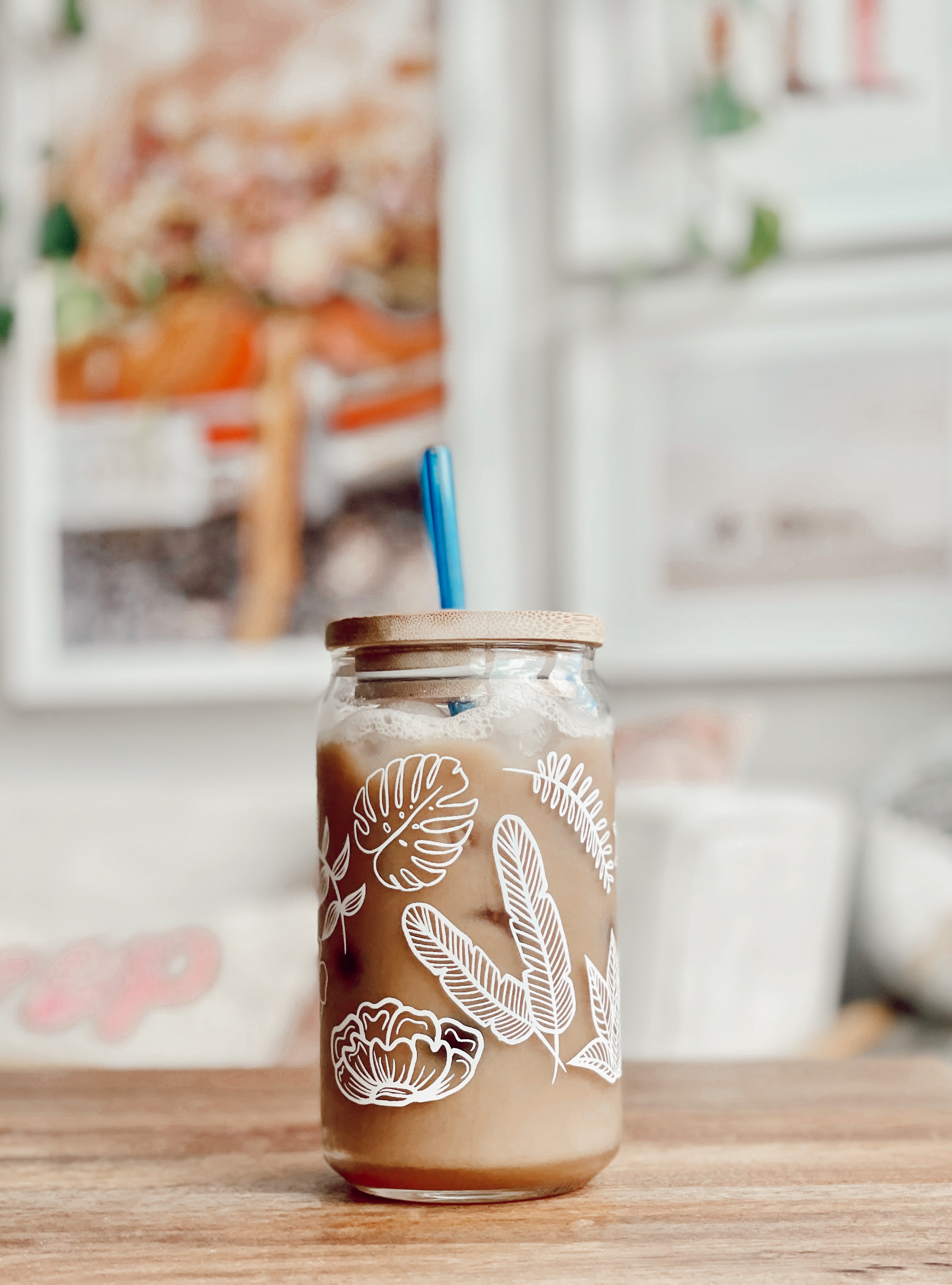 16oz. "Flower Design" Beer Can Glass Set